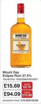 Eclipse Rum 37.5% 70cl/6x70cl M303068/M303067