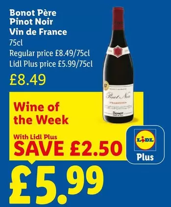 Lidl - Pinot Noir Vin de France 75cl
