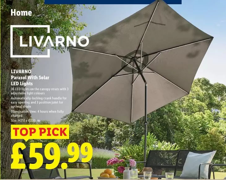 Livarno - Parasol With Solar LED Lights