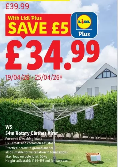 Lidl - 54m Rotary Clothes Airer