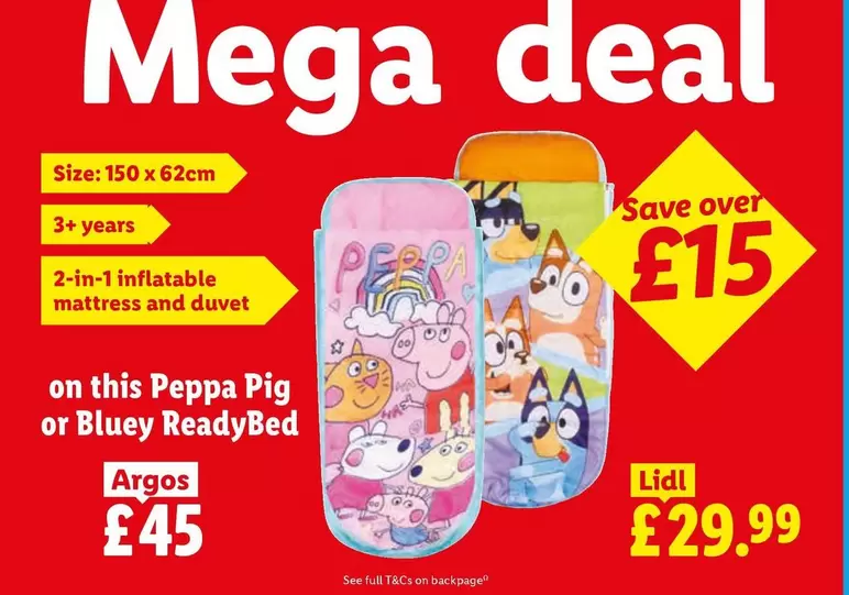 Lidl - Peppa Pig or Bluey ReadyBed
