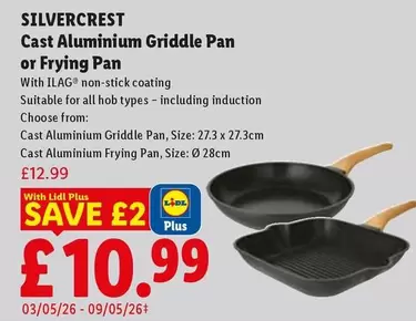 Silvercrest - Cast Aluminium Griddle Pan or Frying Pan