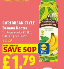 Lidl - CARIBBEAN STYLE Banana Nectar
