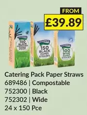 Catering Pack Paper Straws 689486 | Compostable 752300 | Black 752302 | Wide