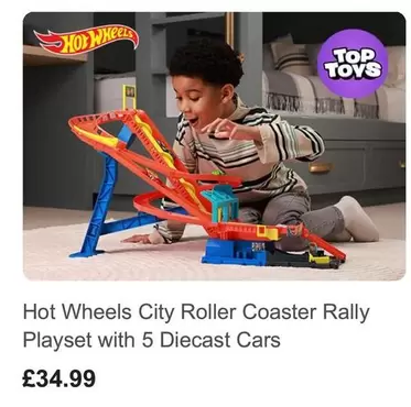 Hot Wheels - City Roller Coaster Rally Playset with 5 Diecast Cars