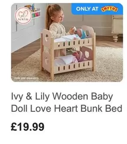 Wooden Baby Doll Love Heart Bunk Bed