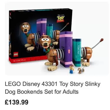 LEGO - Disney 43301 Toy Story Slinky Dog Bookends Set for Adults