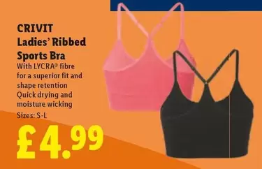 Crivit - Ladies' Ribbed Sports Bra