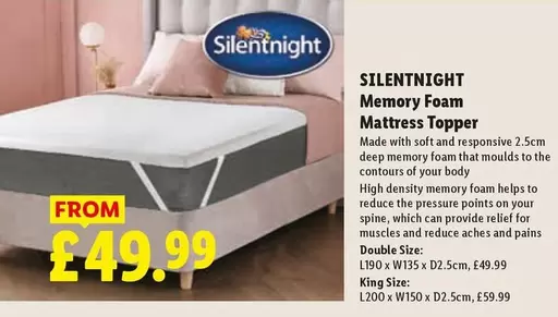 King - Memory Foam Mattress Topper