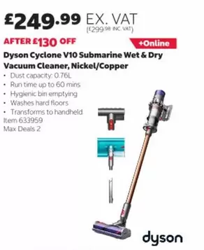 Dyson - Cyclone V10 Submarine Wet & Dry Vacuum Cleaner, Nickel/Copper