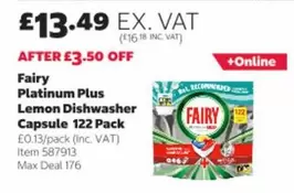 Fairy - Platinum Plus Lemon Dishwasher Capsule 122 Pack Item 587913