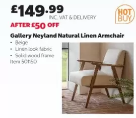 Gallery Neyland Natural Linen Armchair Item 501150
