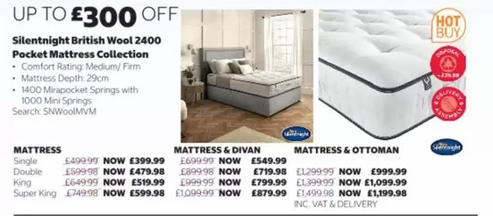 Comfort - Silentnight British Wool 2400 Pocket Mattress Collection