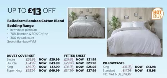 COTTON - Belledorm Bamboo Cotton Blend Bedding Range