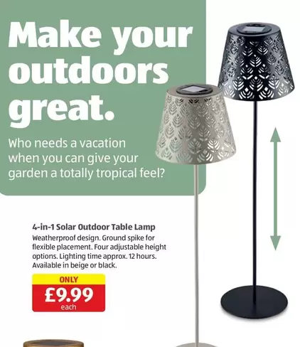 Options - 4-in-1 Solar Outdoor Table Lamp