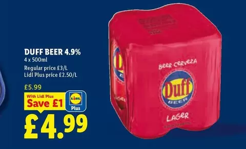 Lidl - DUFF BEER 4.9%
