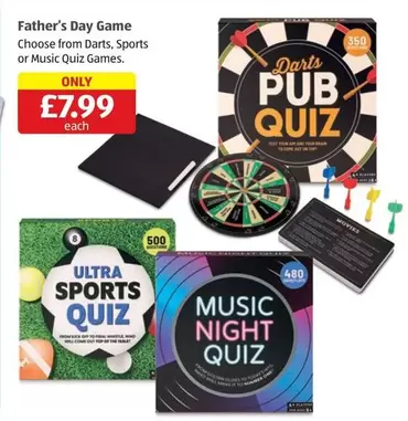 Father's Day Game: Darts Pub Quiz, Ultra Sports Quiz, Music Night Quiz