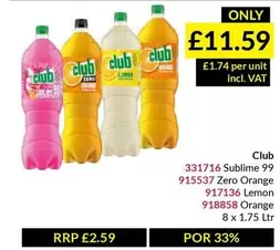 Club - 331716 Sublime 99 915537 Zero Orange 917136 Lemon 918858 Orange 8 x 1.75 Ltr