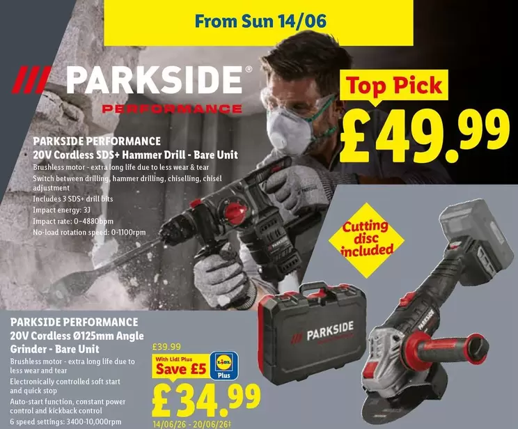 Parkside - 20V Cordless SDS+ Hammer Drill - Bare Unit