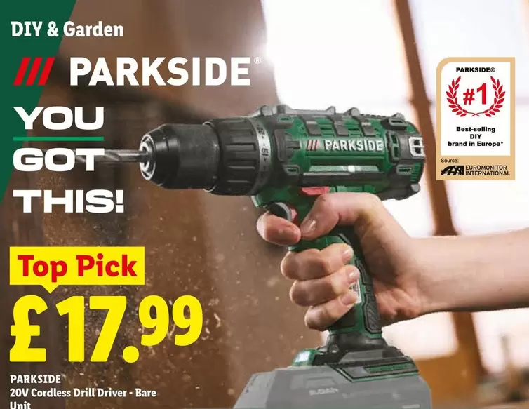 Parkside - 20V Cordless Drill Driver - Bare Unit