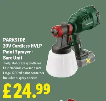 Parkside - 20V Cordless HVLP Paint Sprayer - Bare Unit