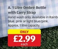 1 Litre Ombré Bottle with Carry Strap