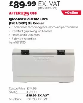 Comfort - MaxCold 142 Litre (150 US QT) XL Cooler