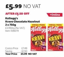 Kellogg's - Krave Chocolate Hazelnut 2 x 750g