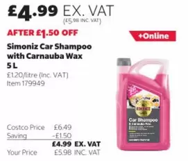 Simoniz - Car Shampoo with Carnauba Wax 5L Item 179949