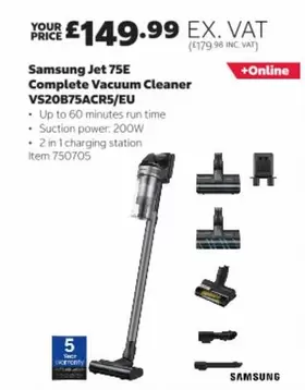 samsung - Samsung Jet 75E Complete Vacuum Cleaner VS20B75ACR5/EU