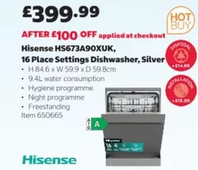Hisense - 16 Place Settings Dishwasher, Silver