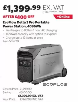 Delta - 3 Pro Portable Power Station, 4096Wh (Item 565779)