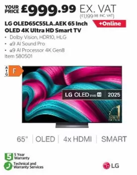 LG - OLED65C55LA.AEK 65 Inch OLED 4K Ultra HD Smart TV