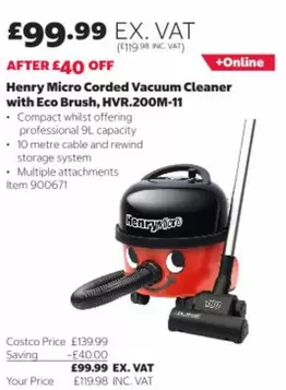 Henry -  Micro Corded Vacuum Cleaner with Eco Brush, HVR.200M-11