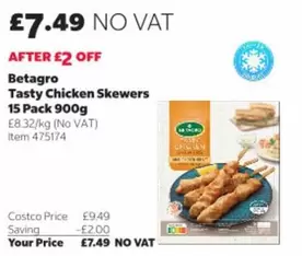 Tasty Chicken Skewers 15 Pack 900g Item 475174
