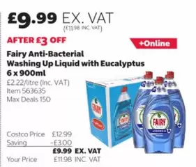 Fairy - Anti-Bacterial Washing Up Liquid with Eucalyptus 6 x 900ml