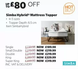 King - Hybrid Mattress Topper