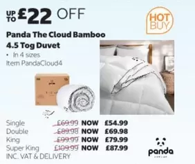 Panda - The Cloud Bamboo 4.5 Tog Duvet