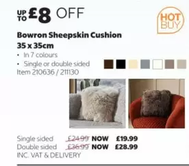 Bowron Sheepskin Cushion 35 x 35cm Item 210636 / 211130