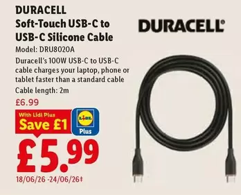 Duracell - Soft-Touch USB-C to USB-C Silicone Cable DRU8020A