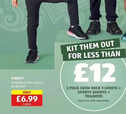 2 PACK CREW NECK T-SHIRTS + SPORTS SHORTS + TRAINERS