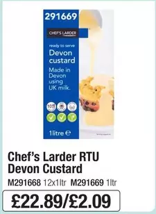 Chef's Larder -  RTU Devon Custard M291668 12x1ltr