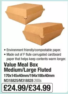 Value Meal Box Medium/Large Fluted M318825/M318828