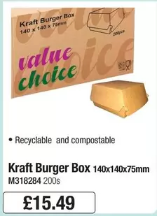 Kraft - Burger Box 140x140x75mm M318284 200s