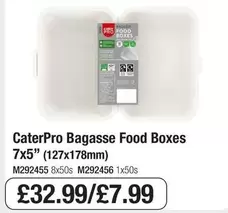 Bagasse Food Boxes 7x5" (127x178mm) M292455 8x50s M292456 1x50s