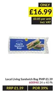 Sandwich Bag PMP 600940 24 x 40 Pk