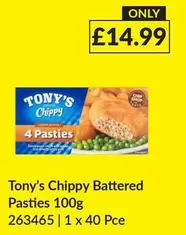 Tony's Chippy Battered Pasties 100g 263465 | 1 x 40 Pce