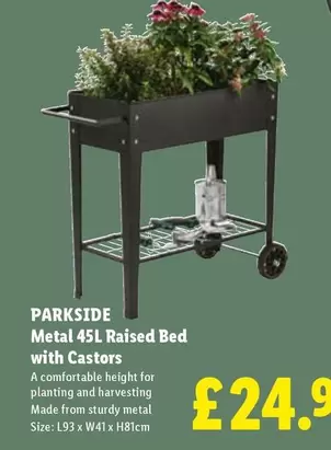 Parkside - Metal 45L Raised Bed with Castors