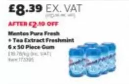 Mentos - Pure Fresh + Tea Extract Freshmint 6 x 50 Piece Gum