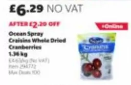 Ocean Spray -  Craisins Whole Dried Cranberries 1.36 kg